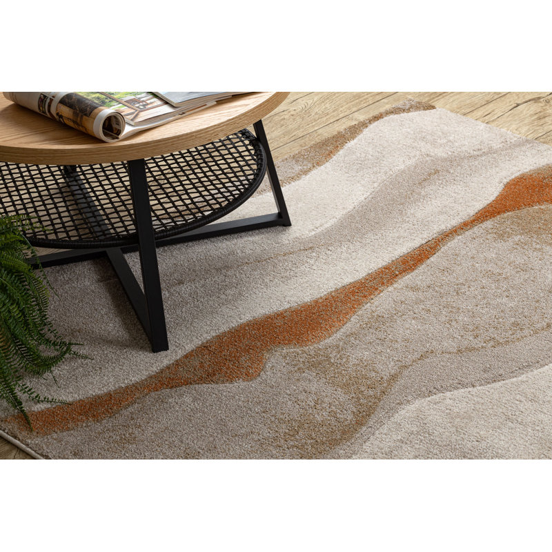 Catalino Rectangle Abstract Area Rug, Beige/Light Brown, Rectangle 80 cm x 150 cm