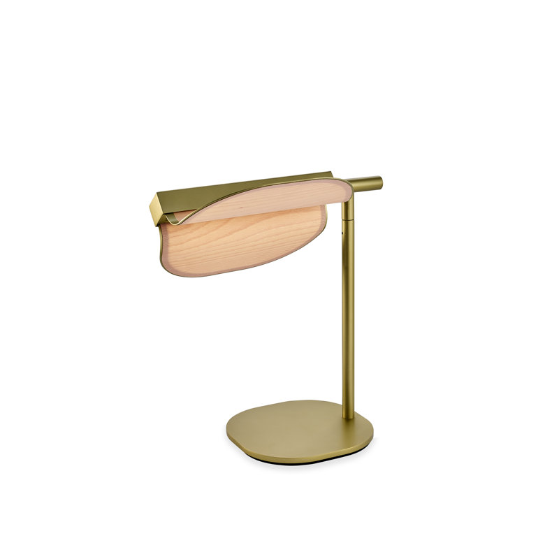Omma LED Table Lamp, Gold, Natural Beech