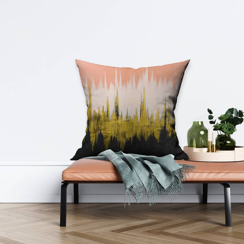 Abstract zigzag - 26"x26" Throw pillow cover - Poly twill - Print on demand, Pink, 26" H x 26" W