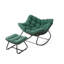 Fauteuil à bascule vert clair avec repose-pieds, fauteuil en osier résistant aux intempéries et coussins