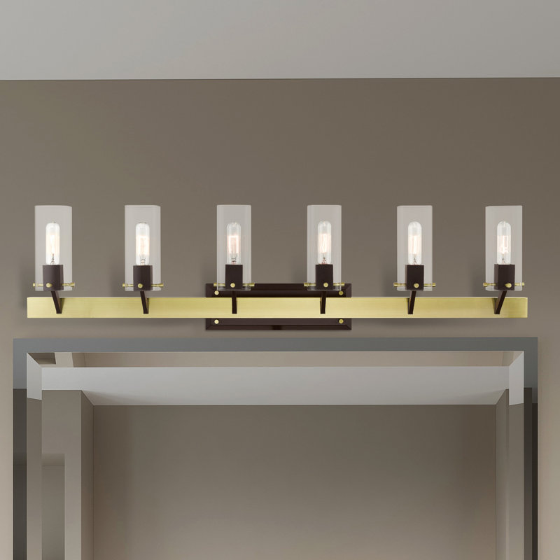 Éclairage de salle de bain à intensité variable 6 lumières Janine, Doré
