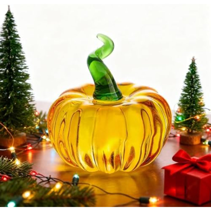 Figurine de citrouille en verre soufflé à la main décorations de collection de citrouille en verre pour l'Action de grâce d'Halloween