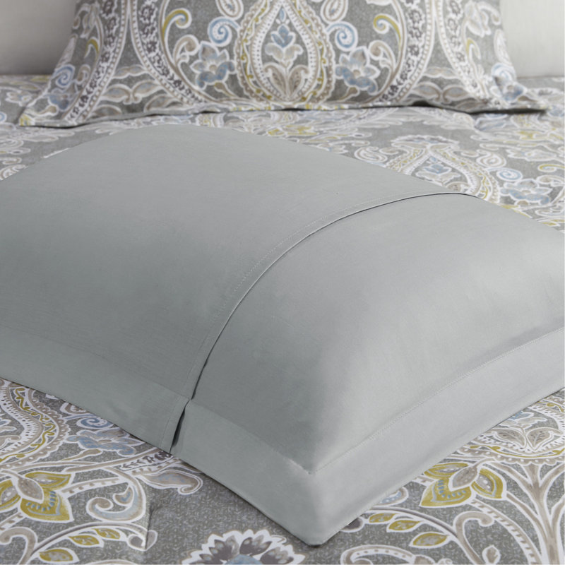 Édredon très grand 6 pièces gris avec imprimé classique 100% coton
