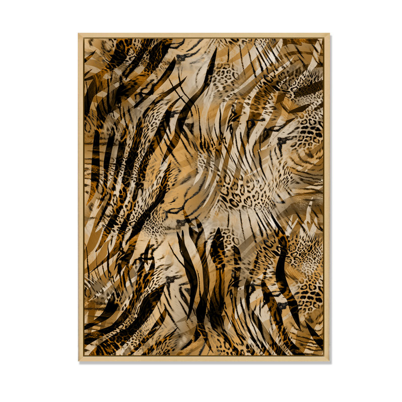 Léopard et tigre IV - Impression sur toile, H 20 po x l 12 po x P 1 po, Toile naturelle avec cadre flottant