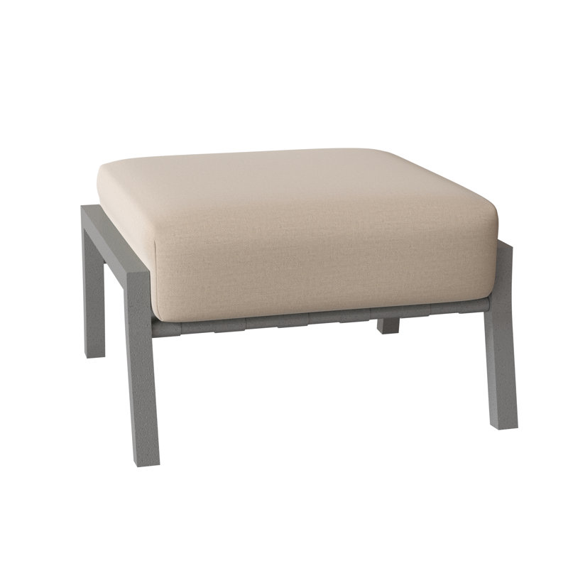 Cortland Outdoor Ottoman, Pewter Finish, Denver Scarlett Sunbrella®
