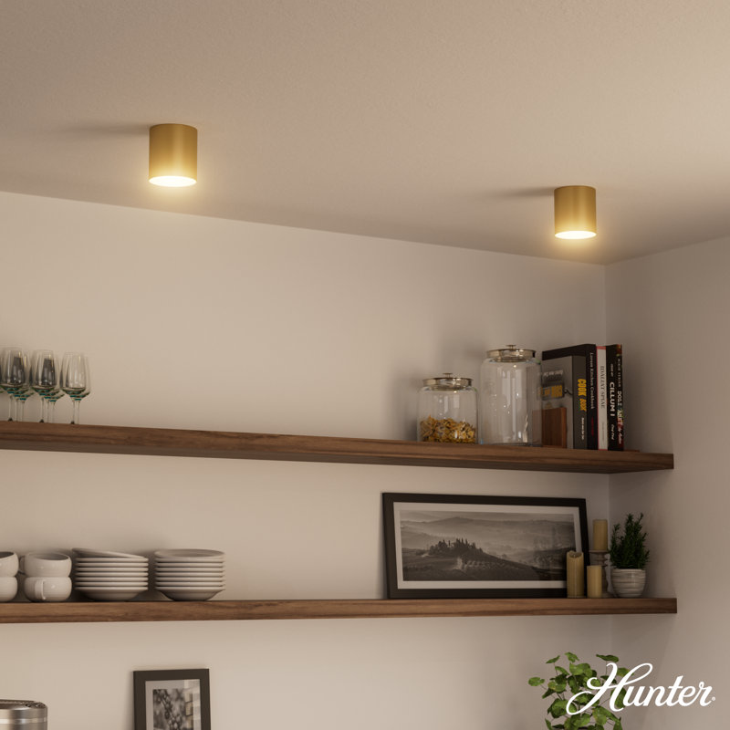 Luxe Gold Small Drum LED Flush Mount Ceiling Light