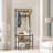 Coat Rack With Shoe Bench, Entryway Bench With Shoe Storage, Multifunctional Entryway Storage Organizer, Metal Frame And 8 Movable Hooks, For Hallway, Rustic Brown
