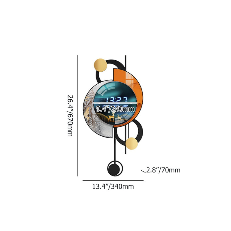 26.4"LED Silent Wall Clock Multi-Function Display Voice-Activated Wall Clock