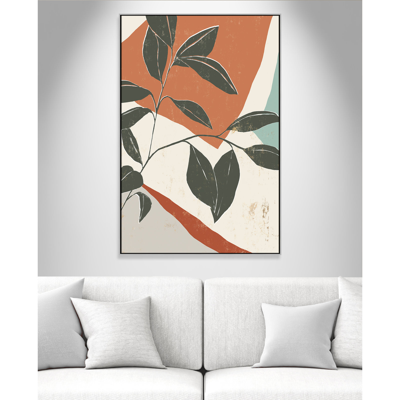 Cutout Leaves "Cutout Leaves I" Print, 61.5" H x 41.5" W x 2" D, Silver Framed