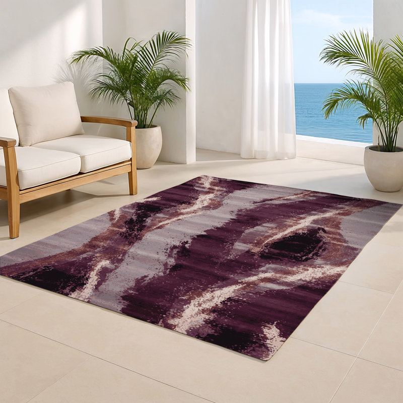 Watercolor Gray Indoor and Outdoor Area Rug, Rectangle 4' x 6'