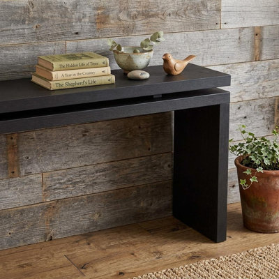Table console double plateau en bois noir de 60 pouces