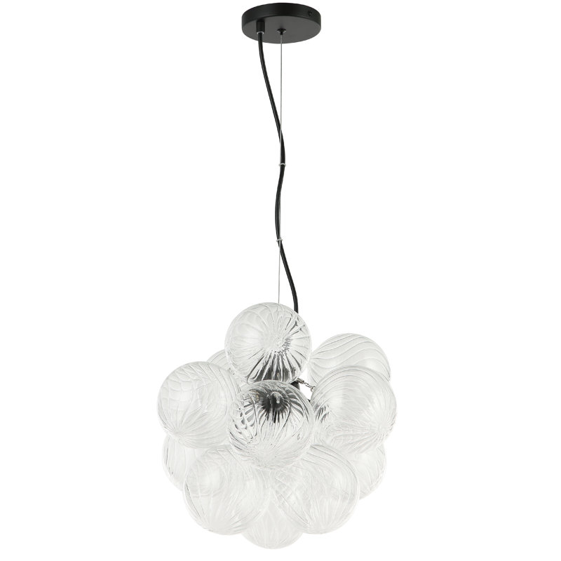 Luminaire suspendu 3 lumières Charlize - Transparent, Noir mat