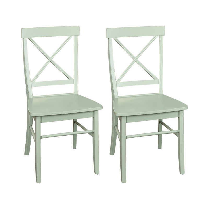 Bellmead Solid Wood Cross Back Side Chair, Mint Green