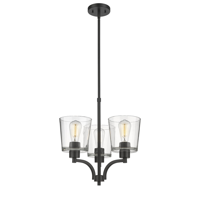 Lustre classique / traditionnel à 3 lumières Evalon, Noir mat