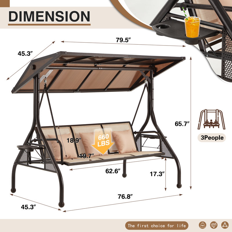 Balancelle avec auvent Dayden, Beige