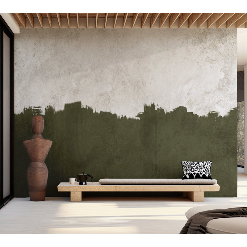 Murale pelez et collez - Vert olive et gris, L 57 po x L 41 po