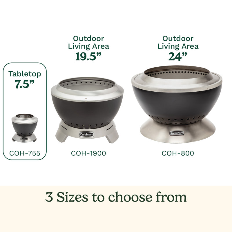 7.5-In. Cleanburn Smokeless Outdoor Tabletop Fire Pit with Dual Fuel Compatibility