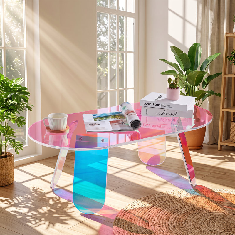 Table basse ovale irisée en acrylique l 39,37 po x P 23,23 po VEVOR