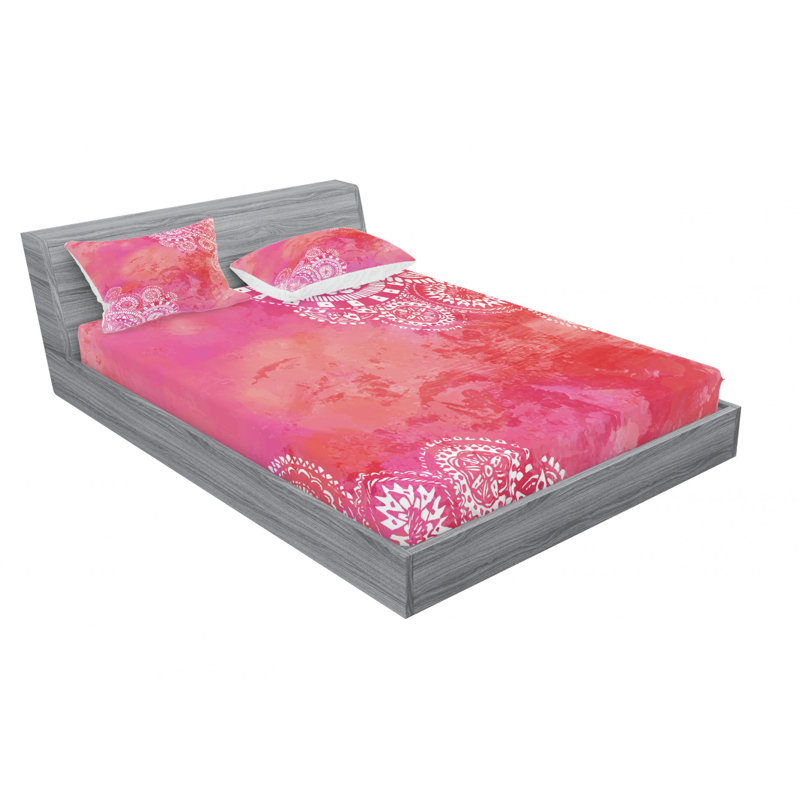 Ensemble de draps dégradé doodles peinte à la main aquarelle, Ensemble de draps pour lit double avec un drap-hou