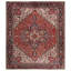 Tapis rouge en laine nouée à la main 10 pi 8 po x 12 pi 8 po Heriz