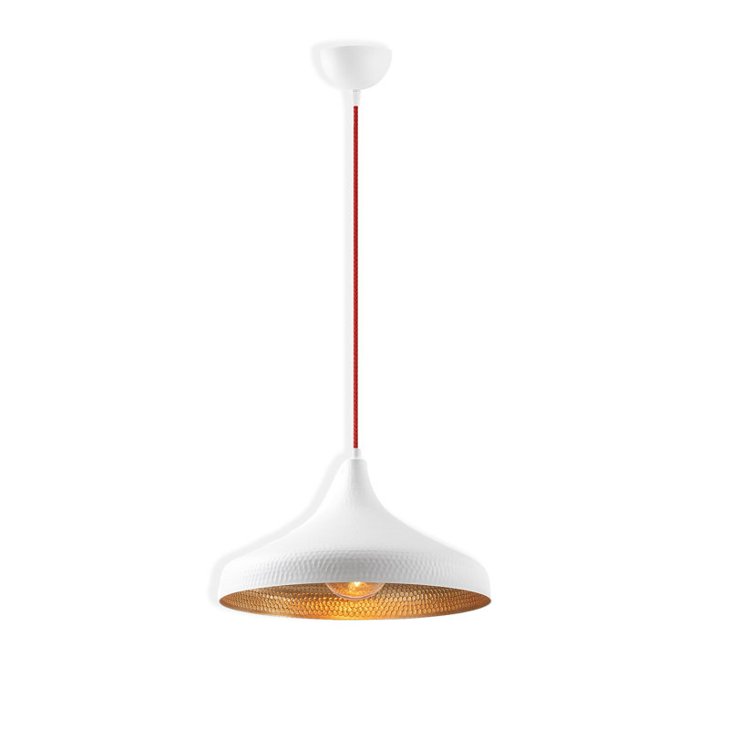 Luminaire suspendu simple en métal à hauteur réglable, Blanc / rouge
