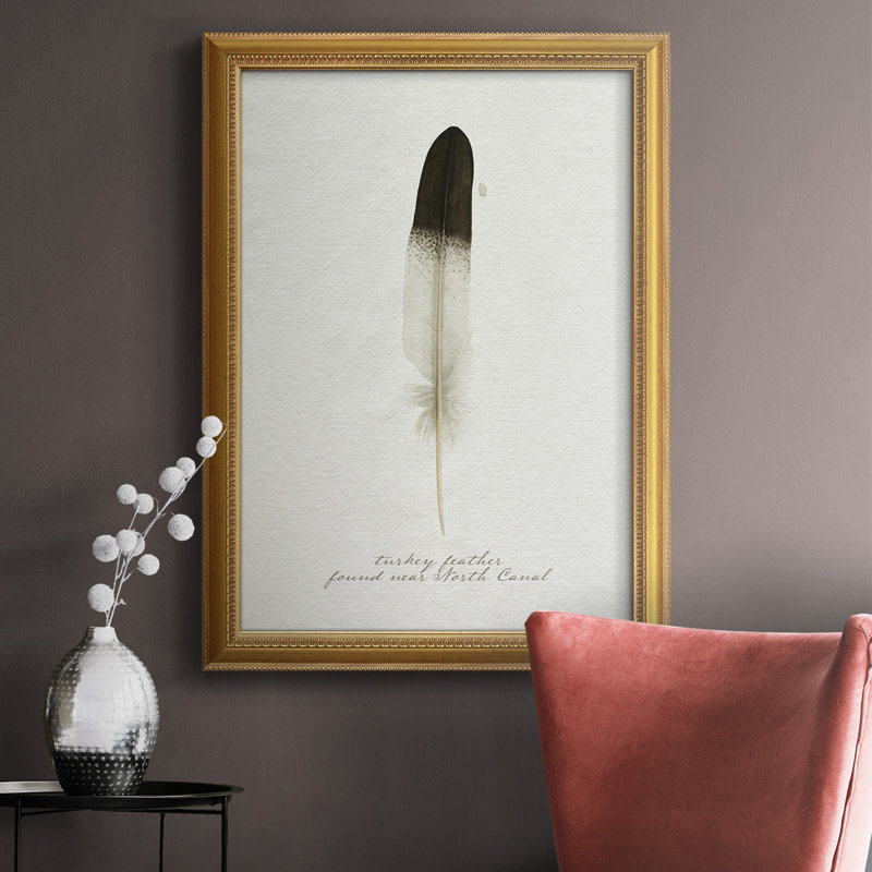 Toile encadrée Found Feather IV de qualité supérieure - prête à être accrochée, H 20 po x l 16 po x P 2,5 po
