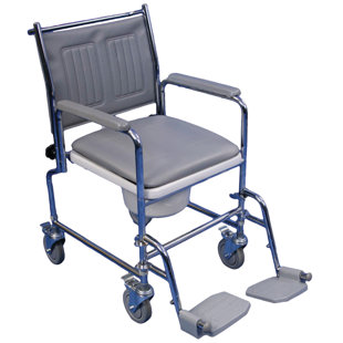 Drop Arm Height Adjustable Wheeled Commode