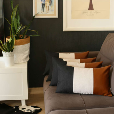Ensemble de 4 housses de coussin lombaire en similicuir