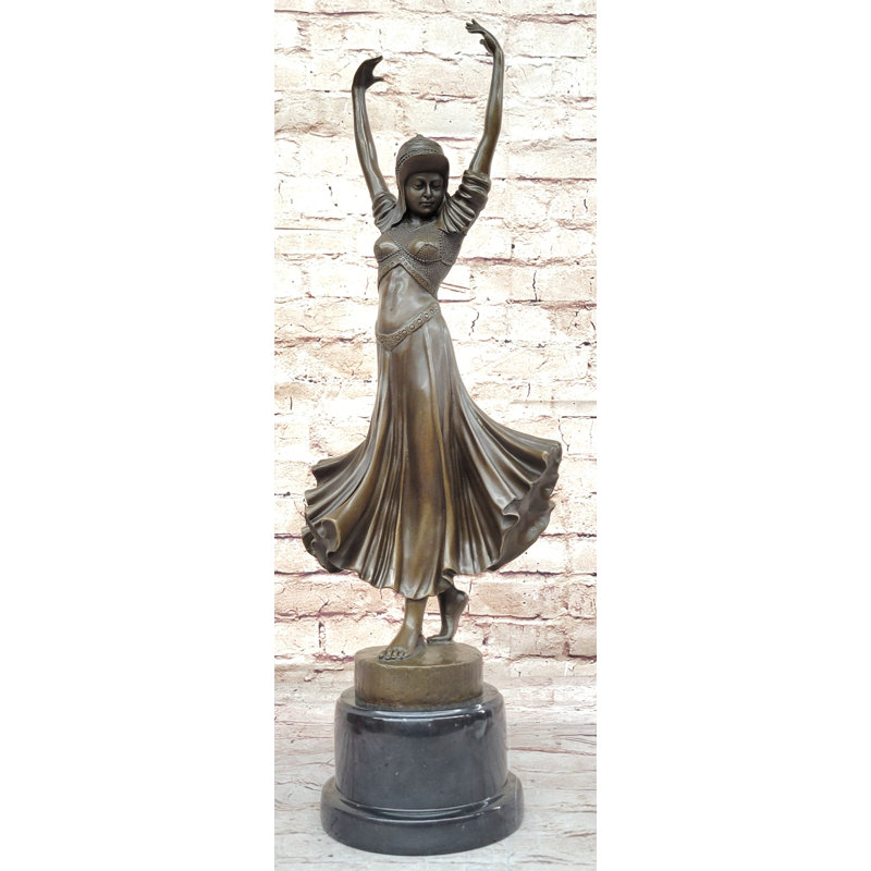 Sculpture art déco en bronze de danseuse gitane par Dimitri Chiparus sur base de marbre