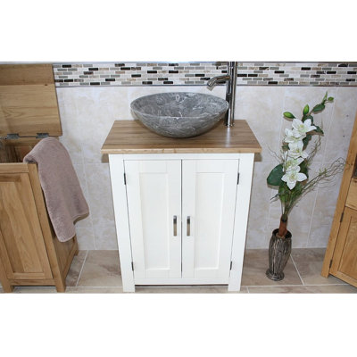 Cowen 650 mm Freestanding Single Vanity with Vessel Stone Basin