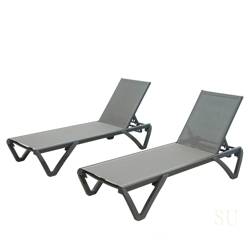 Patio Chaise Lounge Outdoor Aluminum Chair With Adjustable Backrest, Ideal For Poolside Sunbathing And Relaxation, Black