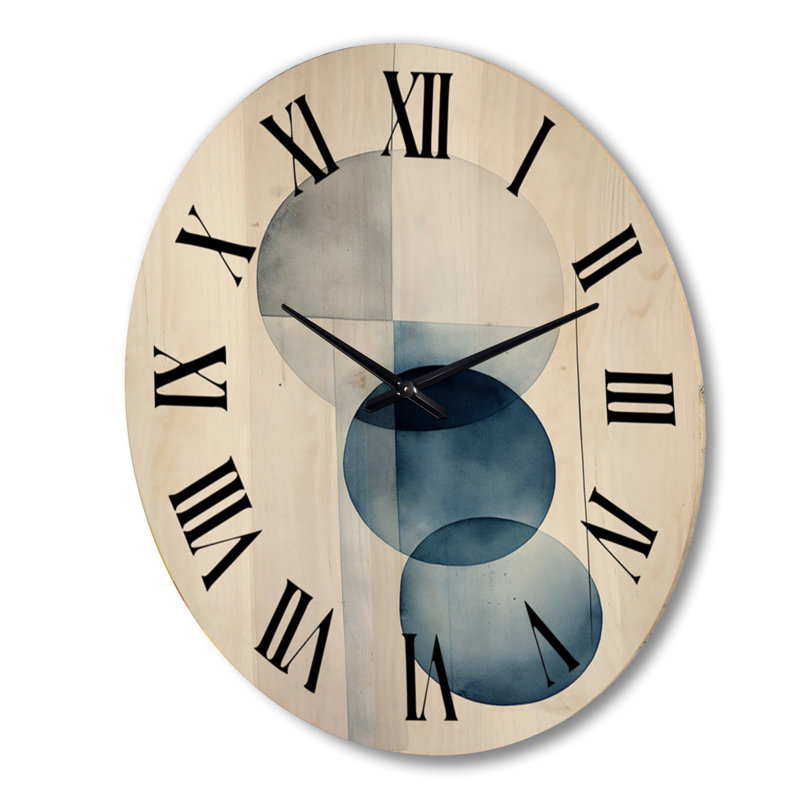 Horloge murale Essential Essential Cercles Retro Blue Watercolor II, Très grand