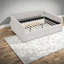 Lit Queen Size avec rangement, lit de jour moderne en lin et MDF pour la maison et la famille