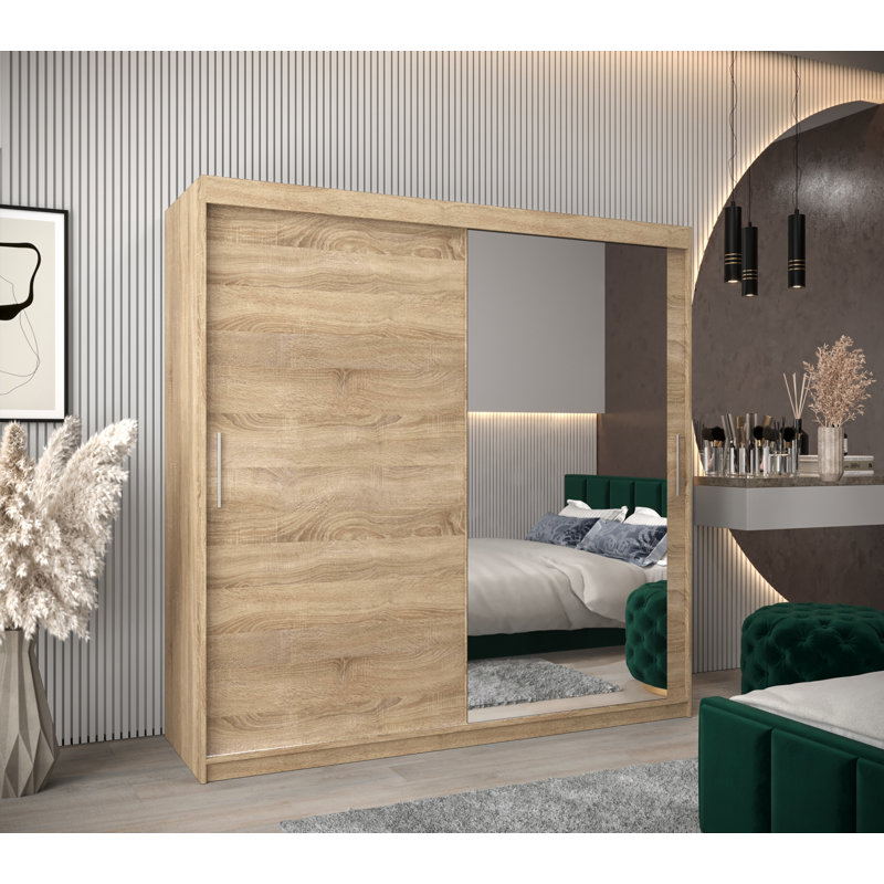 Asilah 2 Door Manufactured Wood Wardrobe, Sonoma Oak