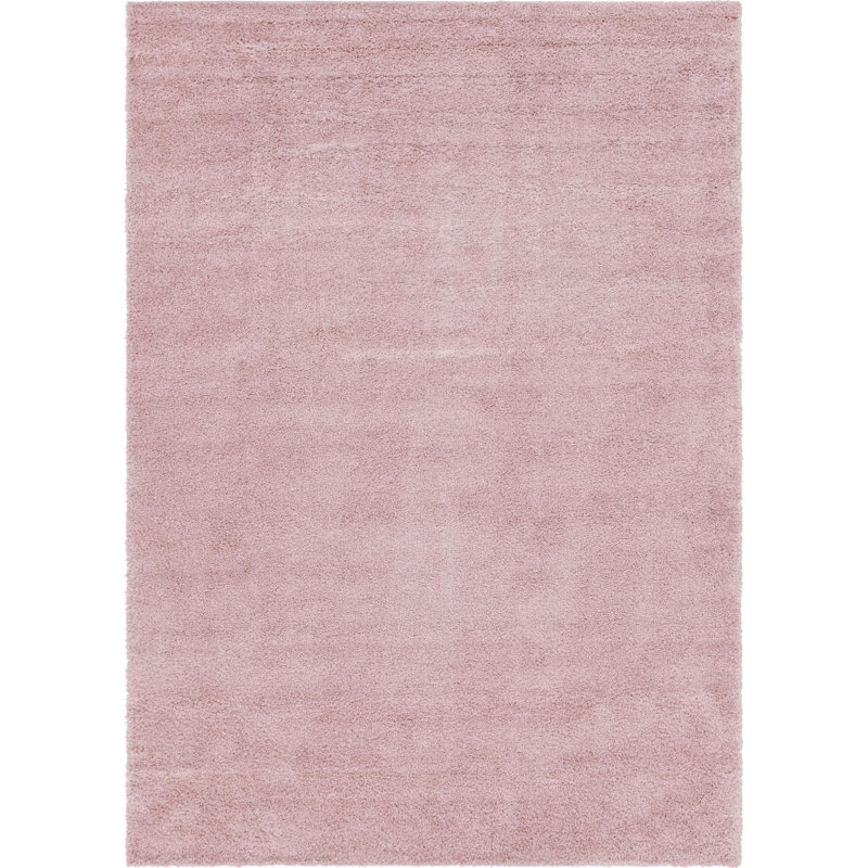Tapis rose en polypropylène tissé à la machine à poils longs Fragos, Rectangle 7 pi x 10 pi