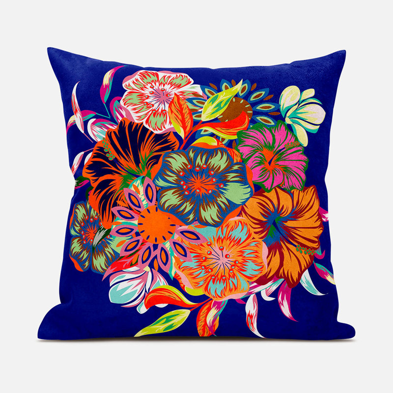 Friendship Bouquet - Red Indoor / Outdoor Square Cushion, 66cm H x 66cm W, Purple/Green/Peach