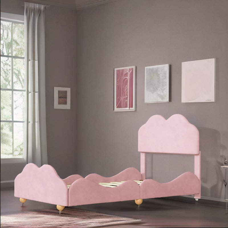 Lit plateforme 39,5 po Naylani, Lit simple, Rose clair