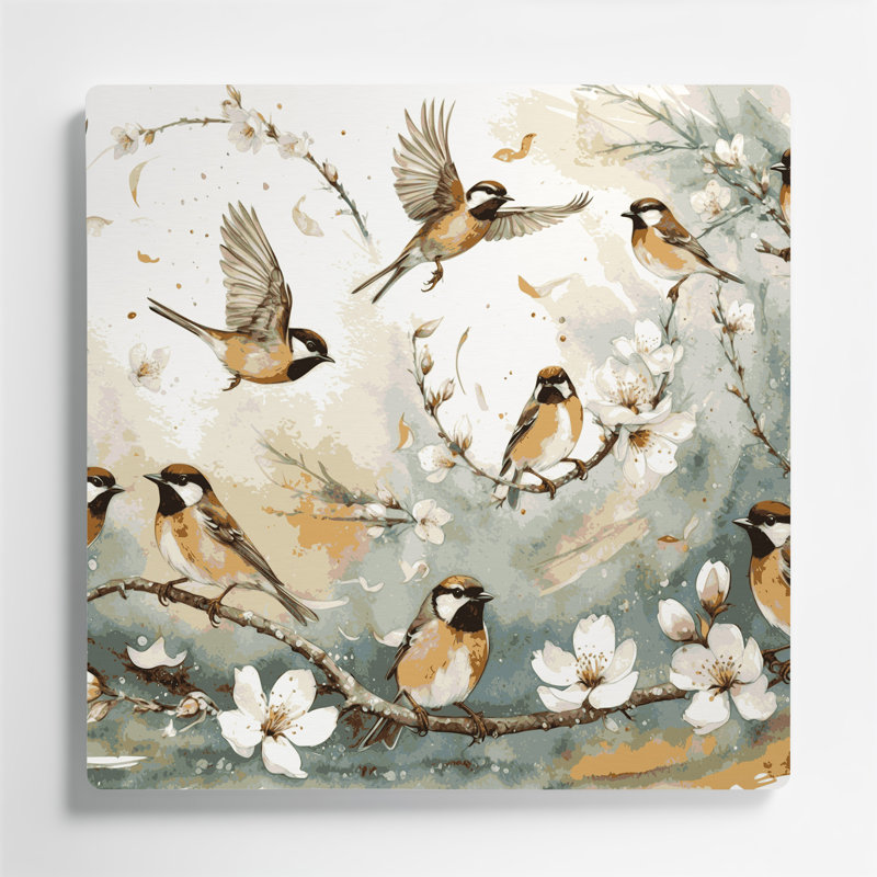 Art mural en métal oiseaux Birds Common, H 192 po x l 192 po x P 0,05 po