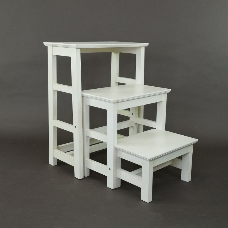 3 - Step Wood Lightweight Folding Step Stool, White