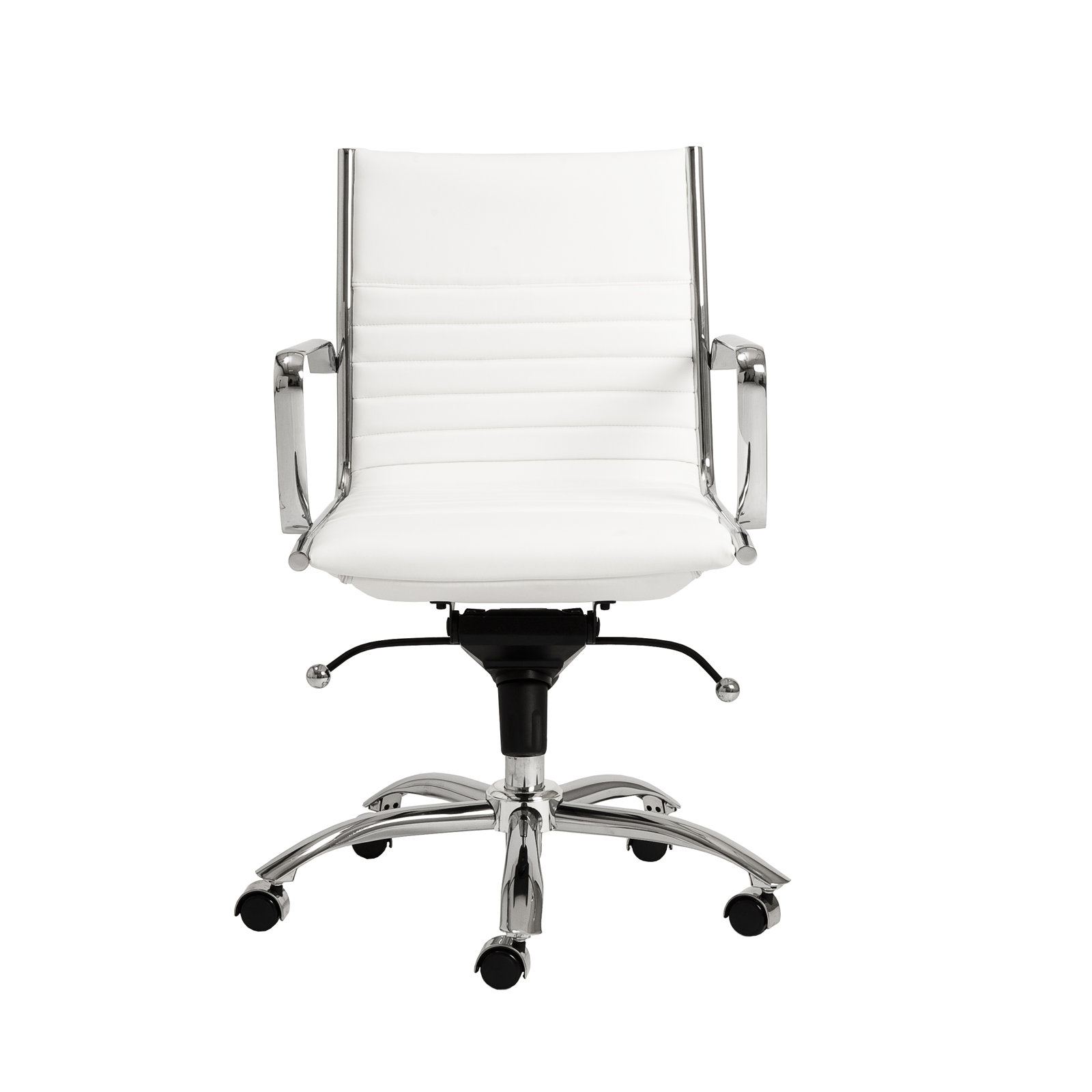 Naida Faux Leather Swivel Task Chair, White Faux Leather, Yes