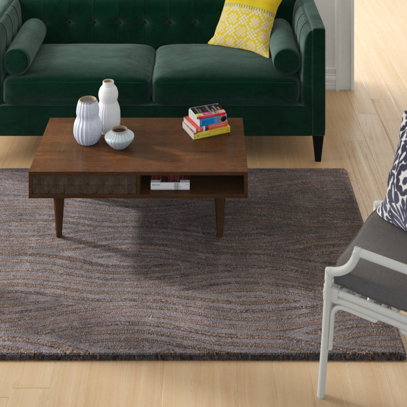 Lefler Authentic Hand-Tufted Handmade Blue & Gray Modern Abstract Swirl Wool & Polyester Area Rug, Rectangle 5' x 7'6"