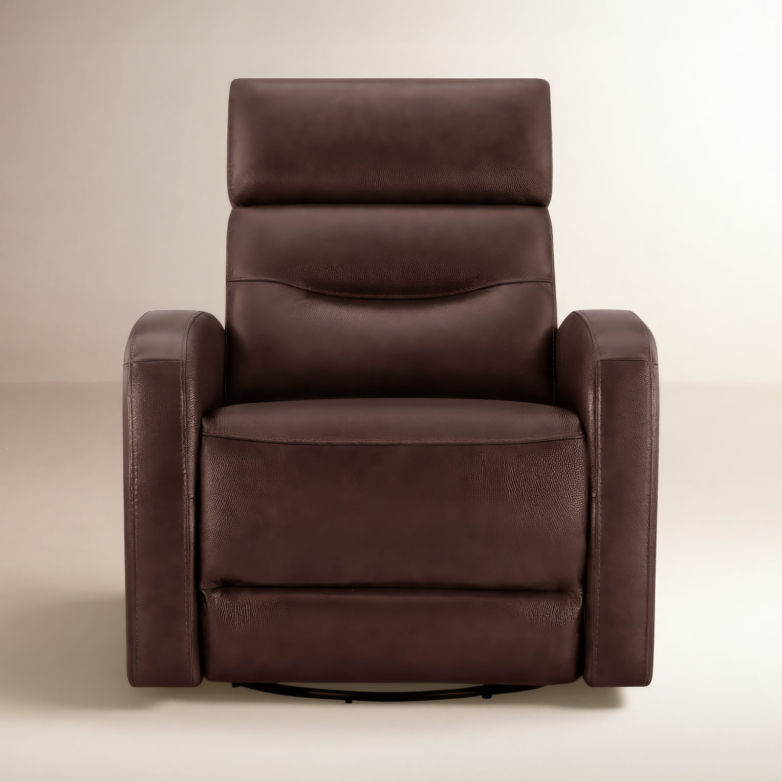 33" Genuine Leather Swivel Power Recliner, Brown