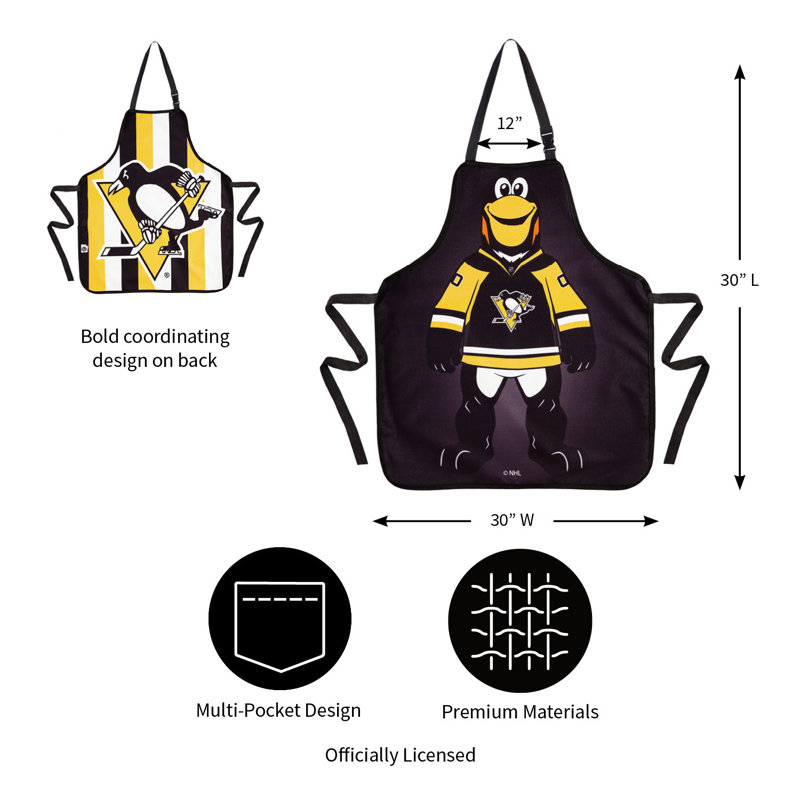 No Pattern Bib Apron, Pittsburgh Penguins