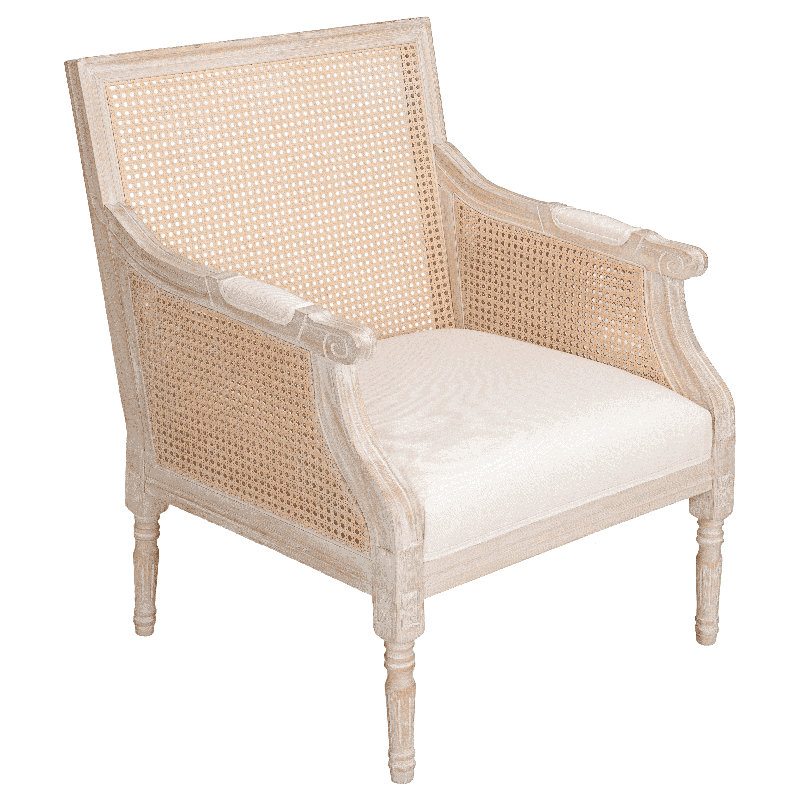 Leska French Country Accent Chair With Rubberwood Frame And Upholstered Seat