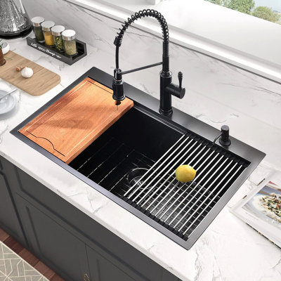 Évier de lavabo en acier inoxydable 33 po avec rebord - Space Design Accessoires 33 po insonorisant et insonorisant
