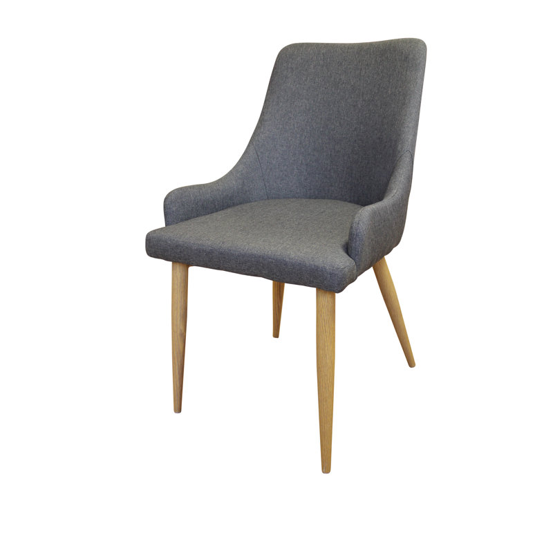 Metzger 46cm H Polyester Blend Upholstered Side Chair, Oak, Dark Grey