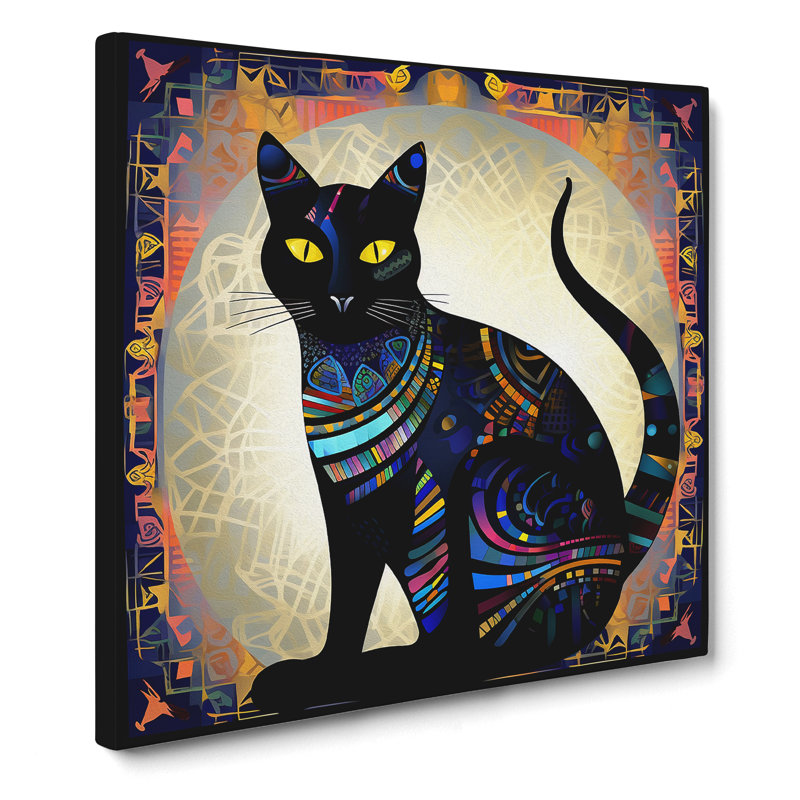 Egyptian Cat Abstract Art No.3 - Wrapped Canvas - Framed Print