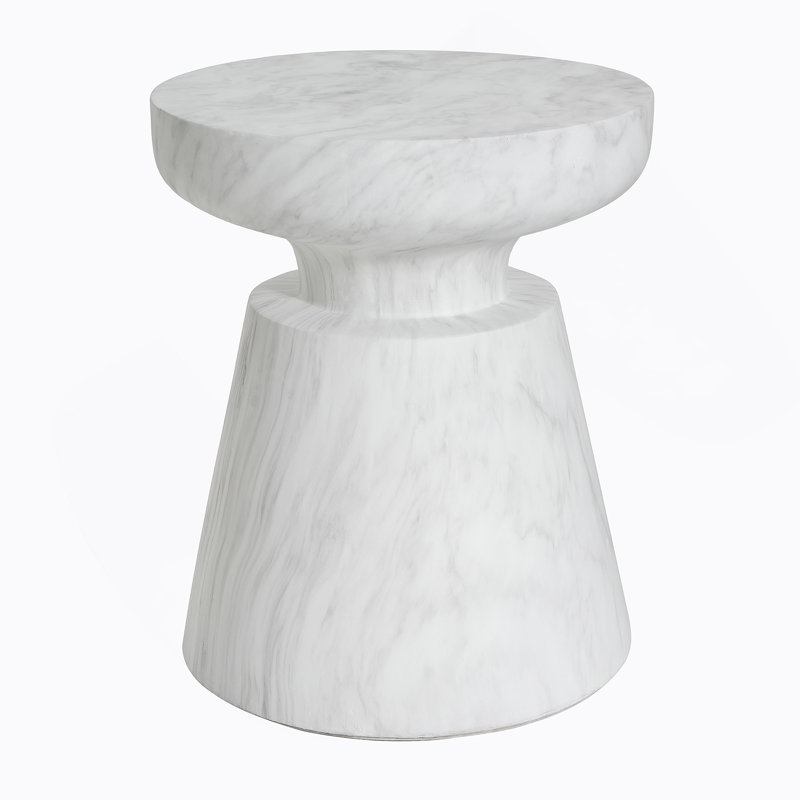 Table d'appoint d'extérieur en travertin Ponti, blanc