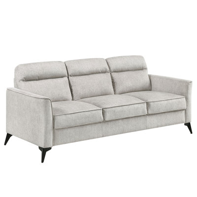 Modern Living Room 3 - Canapé avec tissu brun clair, coussins attachés et à dossier, pieds en métal noir, base en contreplaqué, microfibre texturée d'une capacité de 300 lb, fabrication confortable,