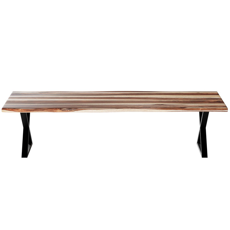 Table de salle à manger Georgs Live Edge Sheesham, L 40 po x L 120 po, Brun